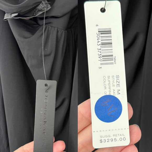 DONNA KARAN black long sleeve maxi dress evening gown ruched cut out - Picture 2 of 8